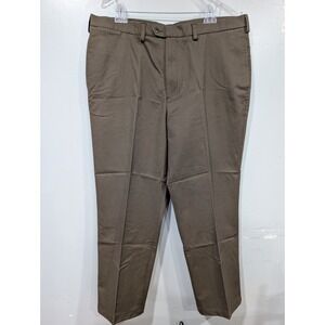 Savane 40x30 Mens Cotton Dress Pants , Wrinkle Free, Comfortable Waist. Brown